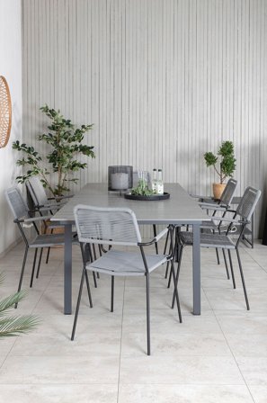 Venture Home - Ruokailuryhmä Levels ja ruokapöydän tuolit Lindos, 6 kpl - Harmaa - Ruokailuryhmät - - Homeroom