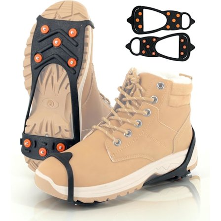 Stegjern Issko Sne Gribere, Anti-Slip Trækkraft Letvægts Bærbar til Gåtur på Sne & Is, til Sko/Støvler S(Mænd:4-5/Kvinder:5-8)