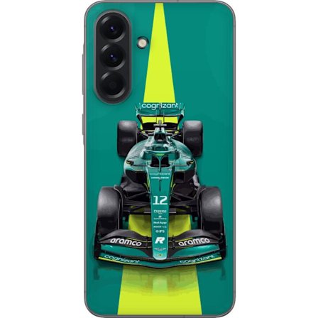 Yhteensopiva Puhelinkuori Samsung Samsung Galaxy A56 Aston Martinin Formula 1 -auto vihreässä kilpailumuotoilussa, jossa on moderni studiosentuntma