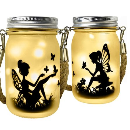 2 kpl Keiju Aurinkolyhty Vedenpitävä Ripustettava Himmeä Lasi Aurinkopurkkilyhdyt Ulkoilma Puutarha Koristeet Pöydälle Pihalle Puutarhaan Terassille 