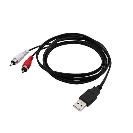 1.5M USB A Hane Till 2X RCA Phono Hane AV-Kabel Sladd PC TV Aux Ljud Video Adapter