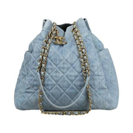 Chanel Vintage Pre-owned Shoulder Väska blå, Dam Vintage Väskor, Dam, Storlek: ONE SIZE