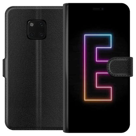 Kompatibel Tegnebogsetui til Huawei Huawei Mate 20 Pro Minimalistisk neonbogstav E i lyse farver mod mørk baggrund i moderne og stilren design