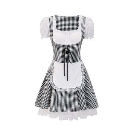 Mub- Bavaria Beer Festival Costume Maid Cosplay red Dress Carnival Party checkboard Fairy Dress for Girl maid dress 4