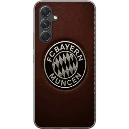 Kompatibelt Gjennomsiktig deksel til Samsung Galaxy A55 FC Bayern München-emblem på brun lær bakgrunn klassisk fotballmotiv perfekt for fans av tys
