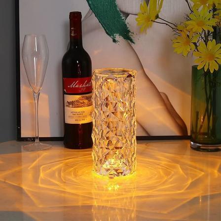Enkel krystal LED-bordlampe akryl diamant natlys touch a