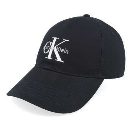 Calvin Klein - Svart unconstructed Keps - Monologo Embroidery Baseball Cap Black Dad Cap @ Hatstore