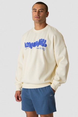 Everyday Relaxed Crewneck Print Cream