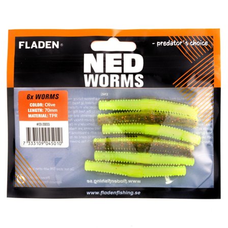 Fladen NED worm 6p 7cm Olive