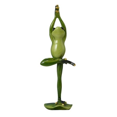 Yoga Frosk Figurer Håndlagde Nyhet Grønn for Hage Terrasse Skap Hylle Utendørs