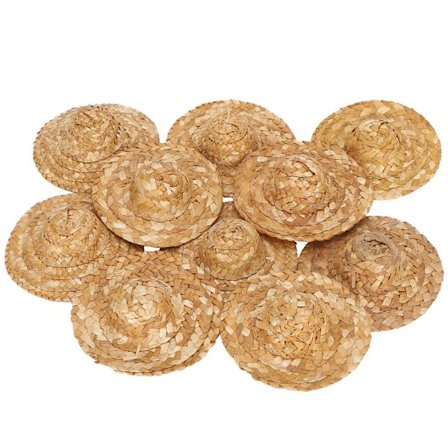 10 stk. Mini Dukke Stråhat Håndvævet Græshat DIY Kæledyr Chapeau Dekorationstilbehør