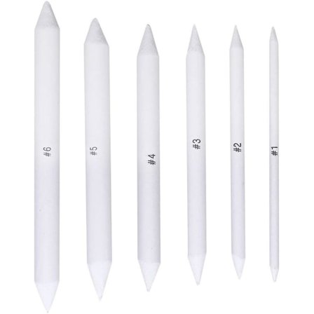 6 stk. Tegne- og Blandingsstifter, Sæt med Blandingsstifter og Tortillions, Kunst Blandingssæt