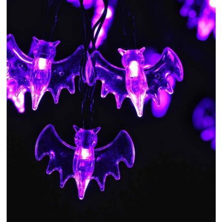 Halloween-lyslenke, 10 fot 20 LED lilla flaggermus batteridrevet med 2 Halloween-lysmoduser utendørs festlyslenke for Halloween-festdekorasjoner