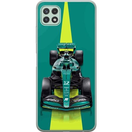 Kompatibelt Mobilskal till Samsung Samsung Galaxy A22 5G Aston Martin Formel 1-bil i grön racingdesign med modern studiokänsla