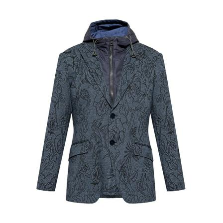 Etro Two-layered blazer with hood , Blauw , Heren , Maat: M