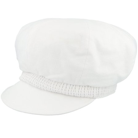 Seeberger - White traditionalbeanie Czapka Z Daszkiem - Balloon cap chambray fabric White Vega Cap @ Hatstore