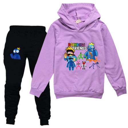 Drenge Piger Rainbow Friends Roblox Hættetrøjer Træningsdragter Toppe+ Bukser - Perfet purple 160cm
