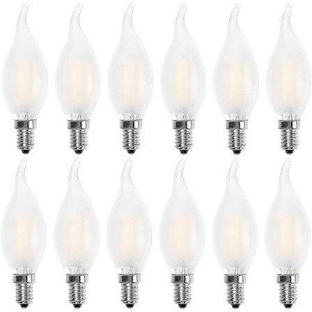 E14 Flamme LED-pære, stearinlysform, varmt hvitt 2700K, 4W tilsvarende glødelampe 40W, 400lm, 12-pakning [Energiklasse A+]