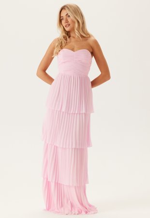 Bubbleroom Occasion - Pleated Bandeau Gown - Light pink - Kläder