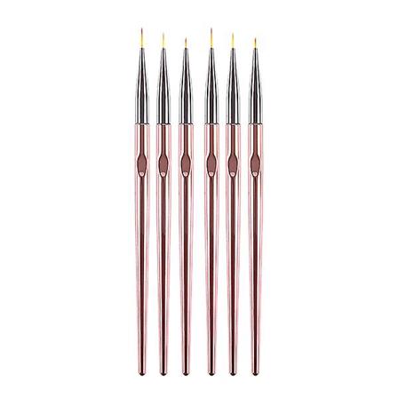 2 sett/6 stk Nail Art Line Penner Fargede Tegnepensel Manikyr Maling Liner For Kvinner Salong Hjem (17.5*0.7*0.5cm, Rosa)