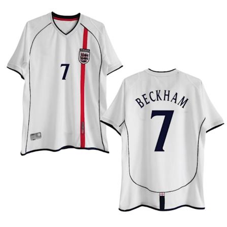 2002 England Hjemme Retro Trøje Nr. 4 Gerrard Nr. 7 Beckham Fodboldtrøje M