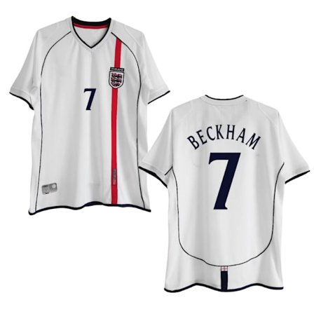 Englands Hjemmebanetrøje 2002 Retro - Gerrard #4 Beckham #7 Fodboldtrøje