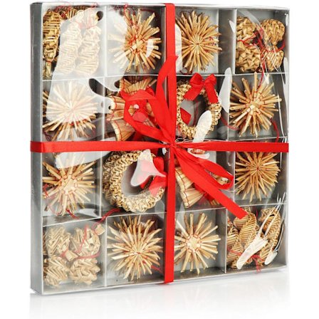 com-four 56-teiliges Strohsterne Set - Christbaum-Schmuck -