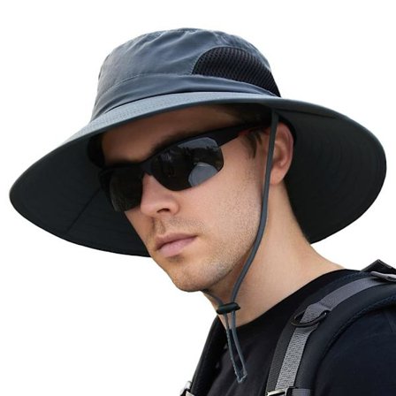 Aurinkohuopa miehille ja naisille, UPF50+ kalastushattu, aurinkosuojakauhahatut leveälieriset safarihatut Boonie-hattu patikointiin rannalle