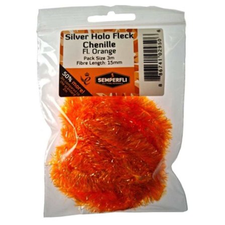 Semperfli Silver Tinsel Fleck 15mm Large - Fl Orange