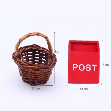 Dockhus Mini Jul Dekoration Set Mini Röd Brevlåda Matta Jul Krans Dörr Scen Dekoration