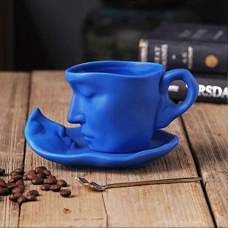 Keramisk Kaffemugg Set, Cappuccino Latte Kopp och Fat, Kreativa Tekoppar och Fat Set