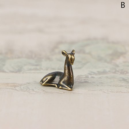 Kobberlegering Sika Hjort Bordplade Små Ornamenter Vintage Dyr