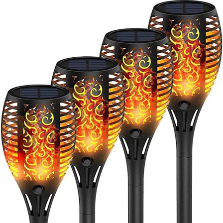 Solcellelamper til udendørs have, solflammelys med vandtæt