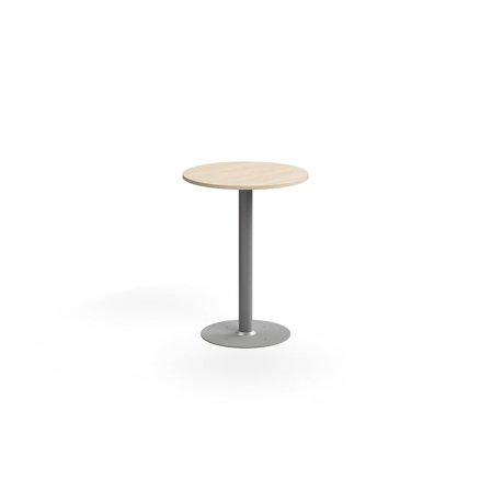Stół barowy ALVA, Ø700x900 mm, montaż do podłogi, laminat wysokociśnieniowy, srebrny/brzoza