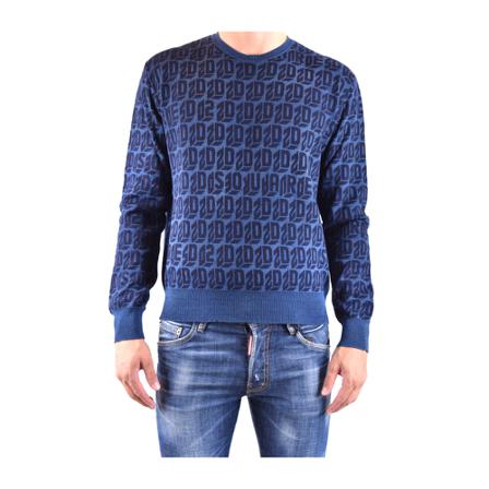 Dsquared2, Round-neck Knitwear Blauw, Heren, Maat:L