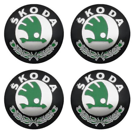 4 stk 56mm 60mm Bilhjul Centernavkapsel Fælgdæksel Emblem Stickers Tilbehør Til Skoda Rapid Octavia Fabia Superb Kodiaq Kamiq,56mm Grøn