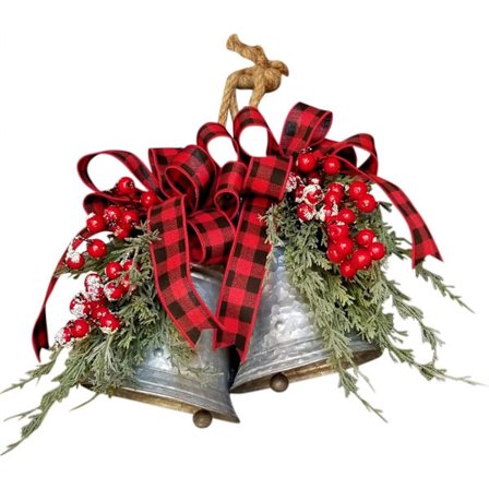 2 kpl Joulukelloja, Suuret Sinkittyjä Kelloja Maalaismainen Sisustus, Seinälle Ripustettavat Hopeiset Tuulisoittimet Ulkokäyttöön, Ripustettava 