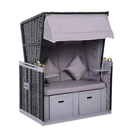 Rootz-rantatuoli - kallistettava selkänoja - 2 henkilöä - tyynyt - koristetyynyt - harmaa - 118 x 79 x 150 cm