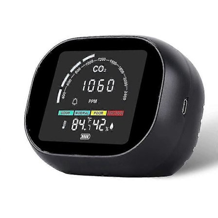 Co2 Luftkvalitetsmätare Inomhus Koldioxid Detektor Co2 Alarm Meter 400-5000 Ppm Med Temperatur