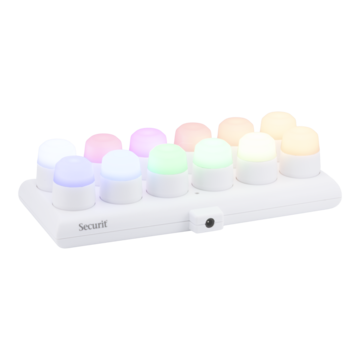 LED-Värmeljus set Färger + Varmvit 12st med Laddstation