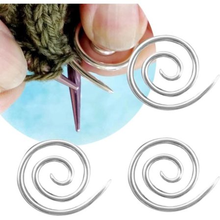 3 stk. spiralstrikkepinde, buede gobelinnåle, spiral