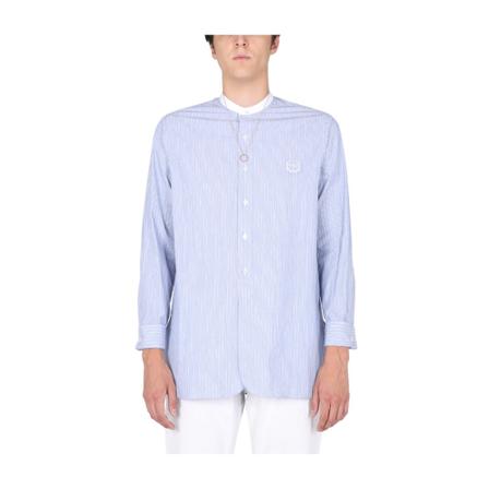 Maison Margiela Shirt With Embroidered Logo Blå, Herre Skjorter