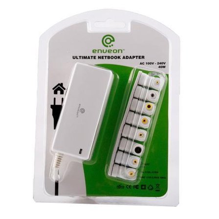 ENVEON 100-240V/40W Universallader til bærbar, 7 plugger, hvit