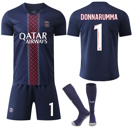 Uusi 2025-2026 Paris Saint-Germainin kotipeliasu lapsille ja aikuisille jalkapallopaita sukilla No.1 Donnarumma No.1 Donnarumma 16