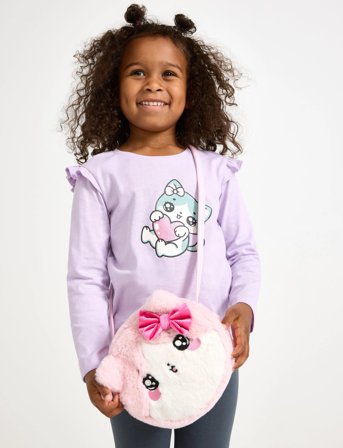 Lindex Top With Frill Detail Cat Prin - Purple - 110