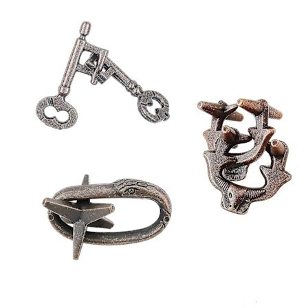 3-delt puslespill hjernetrimleker 3d høy vanskelighetsgrad hjernetrim håndpuslespill for voksne barn hjernetrim metallpuslespill lås opp spill