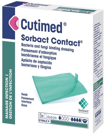 Cutimed Sorbact Contact Medicazione Idrofobica 4x6cm 5 Pezzi