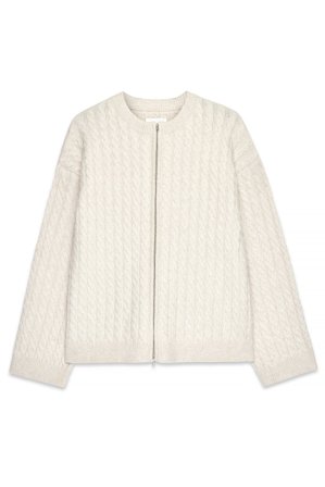 NA-KD Derber Strickpullover mit Reißverschluss - Pullover mit Zopfmuster - Beige - M