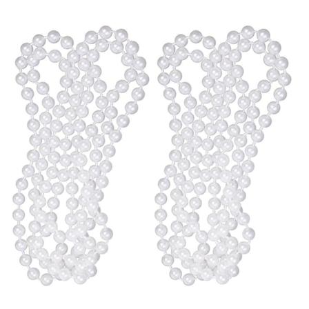 2 st Kvinnor 7mm Vita Sötvattens Pärlor Lång Tröja Halsband Fest Tillbehör