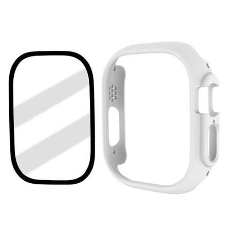 Apple Watch Ultra-deksel med skjermbeskytter i herdet glass - Hvit